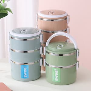 Eco-Friendly Stainless Steel Thermal Insulated Lunch Container Cutlery Stackable Bento Lunch Box