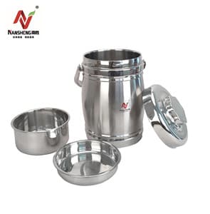 Large Wall Container Thermal Insulated Lunch Container Large Reusable Drum Shape 3 Layer Bento Double Wall Lunch Container Vacuum Bento Thermal Stainless Steel Insulated Lunch Box