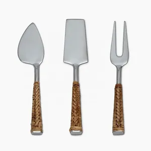 Camembert Cutter And Slicer Silver Color Stainless Steel With Rattan Weaving Handle Flatware Silverware Cutlery Kitchenware