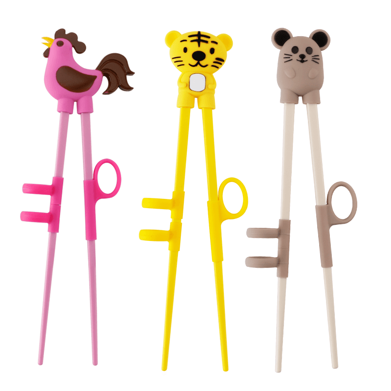 Leatchliving Cute Cartoon Animals Fancy Zodiac Silicone Head Helper Kids Training Chopsticks