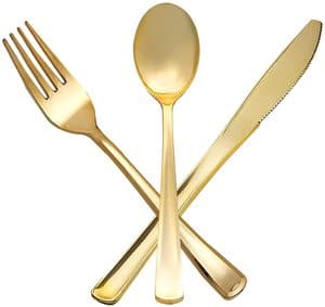 Disposable Gold Plastic Silverware Utensils Flatware