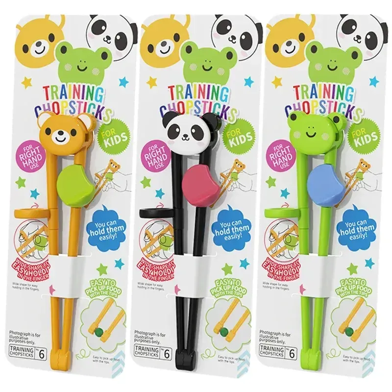 Bambus Children Practice Eating Learning Glossy PP Plastic Cartoon Design Tableware New Baby Training Chopsticks 23.6g
