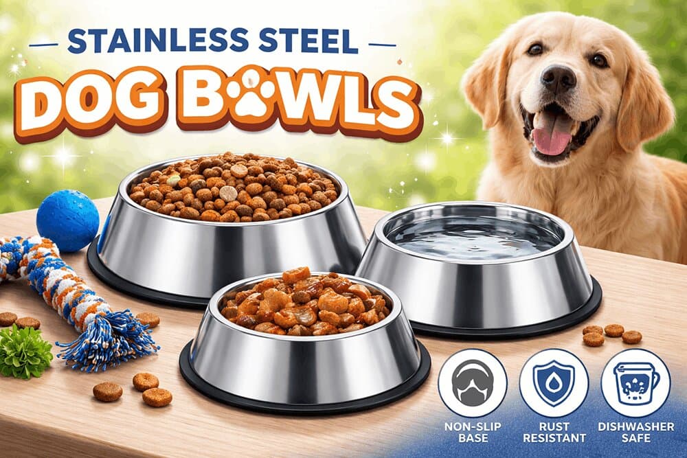 stainless steel dog bowls banner