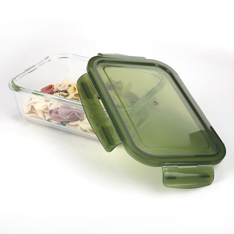 Square glass food storage container