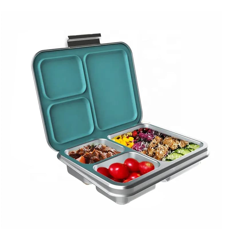 Three-compartment stainless steel lunch box